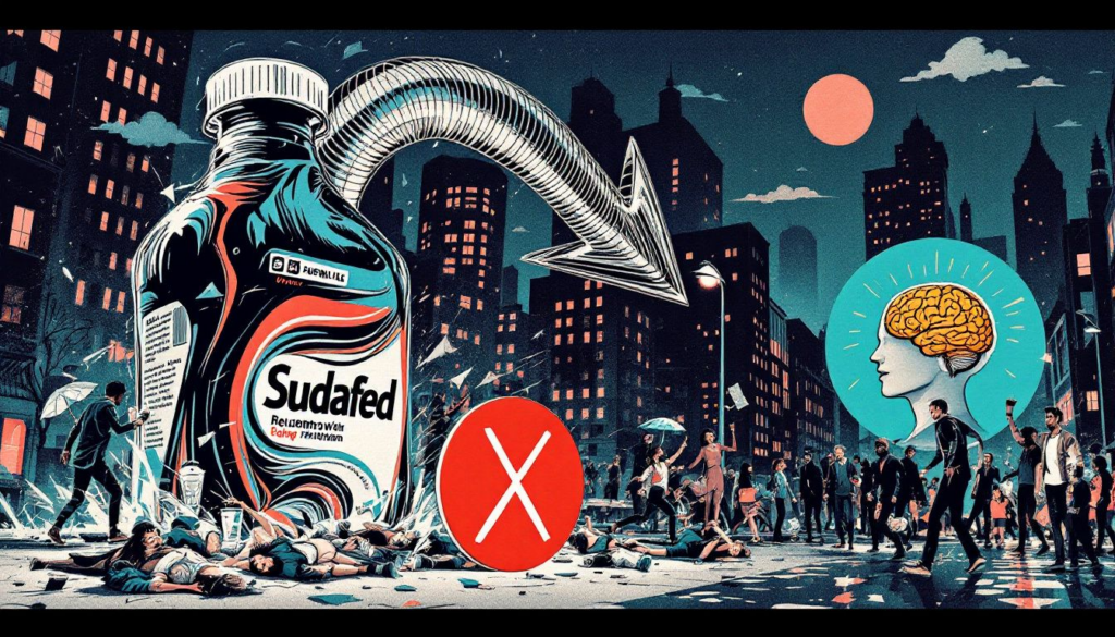 An overview image depicting the relationship between Sudafed and alcohol consumption.