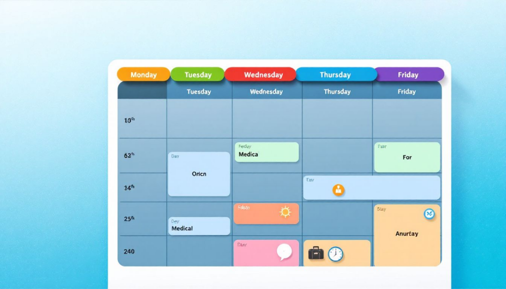 A calendar showing the schedule of an intensive outpatient program (IOP).