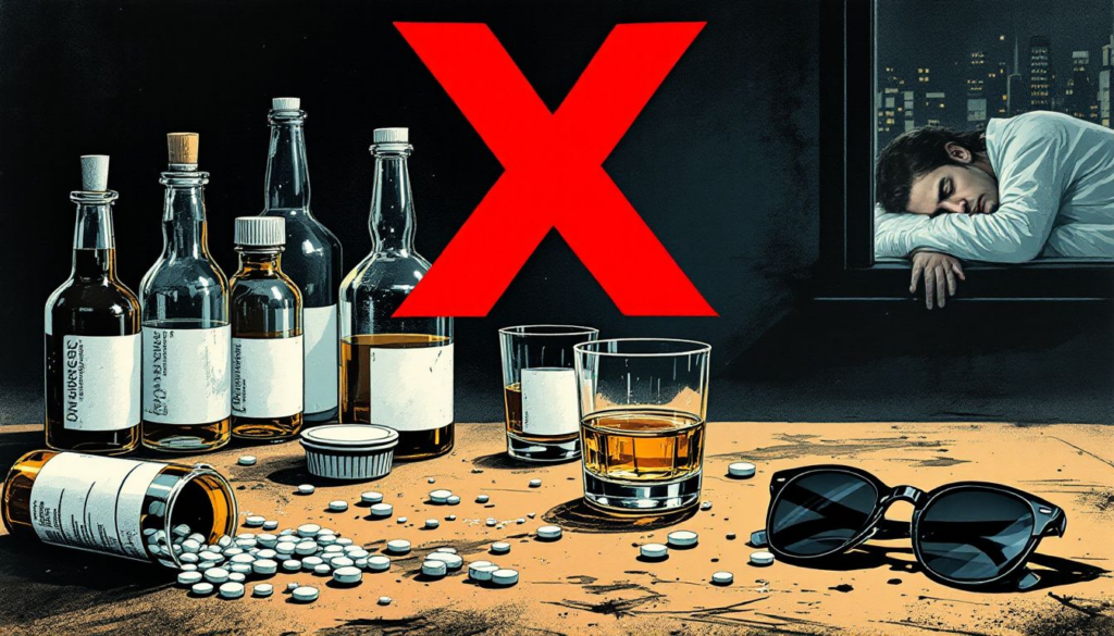 An illustration showing the signs of alcohol addiction.