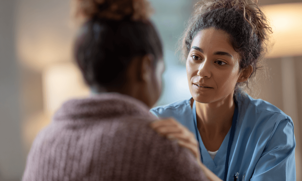 Licensed nurse supporting a client during alcohol detox in Massachusetts