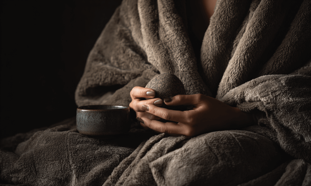 Person using DBT distress tolerance tools during a stressful moment.