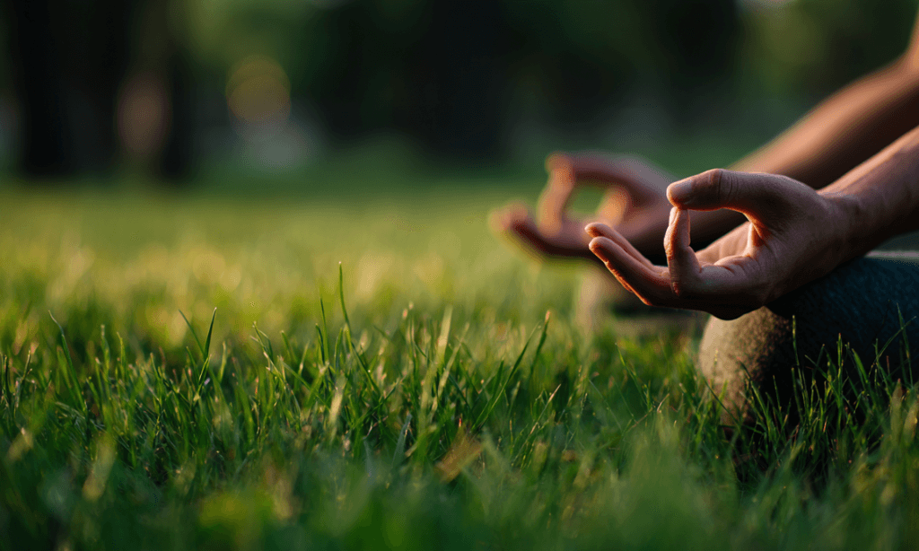 Individual using mindfulness exercises to stay present during recovery.