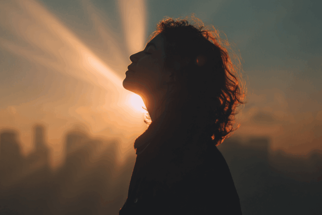 Adult standing outdoors at sunrise, symbolizing calm, stability, and commitment to a sustainable recovery journey