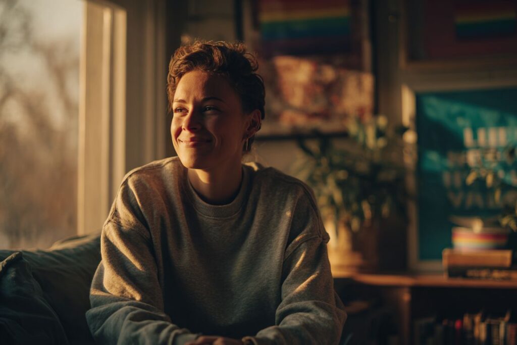 Diverse LGBTQ individuals in supportive group therapy session at affirmative addiction treatment center in Massachusetts