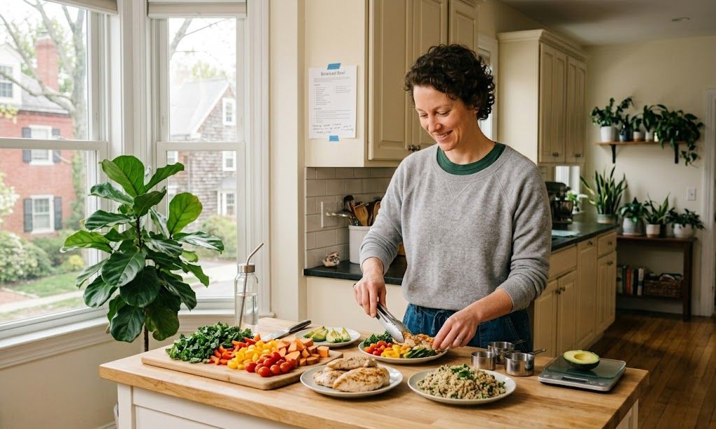 Person preparing nutritious balanced meal, showing nutrition therapy's role in holistic addiction recovery treatment Massachusetts