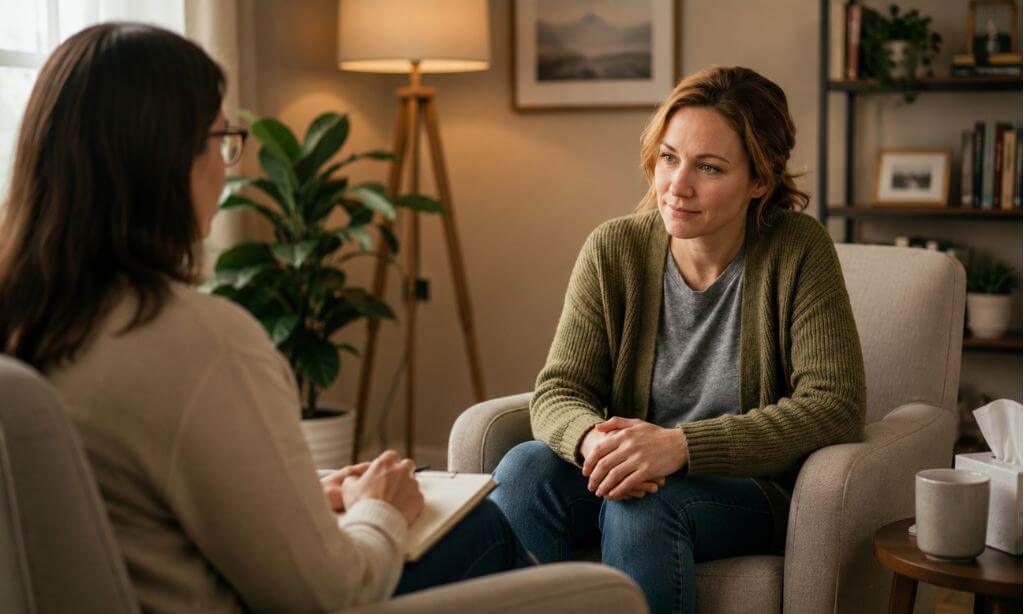Person speaking one-on-one with a counselor at a Massachusetts outpatient benzo addiction treatment program 