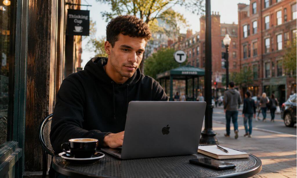 Young professional in Boston navigating career and recovery, representing post-college transitions