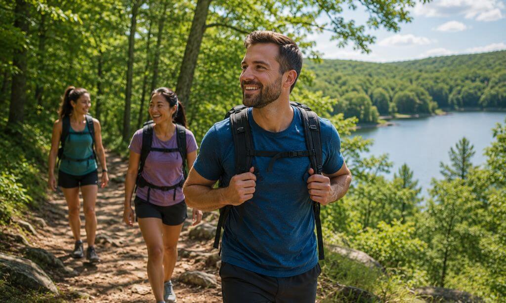 People in dual diagnosis recovery enjoying healthy summer activity in Massachusetts
